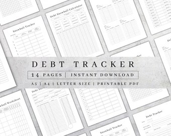 Debt Payment Printable Tracker | Monthly Budget Planner Payoff Log Pdf A5, A4, Budget Binder