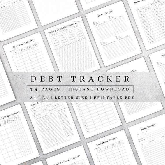 Debt Payment Printable Debt Tracker Visual Monthly Debt | Etsy