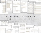 YouTube Planner Printable | Content Strategy, Video Tracker (A4/A5/Letter) (Digital Download)
