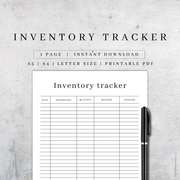 Inventory Tracker Printable | Business Supplies | Small Business Organizer | Product Planner | Etsy Seller Tools A5, A4 PDF | Sell on Etsy