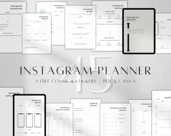Instagram Planner | Social Media Strategy, Content Calendar (PDF & Canva Template A4/A5/Letter Sizes)