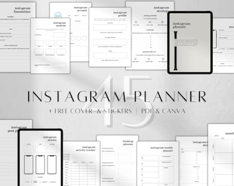 Agenda numérique Instagram | Guide stratégique Instagram | Planificateur de médias sociaux Canva | Planificateur marketing de marque| Agenda de contenu imprimable A5 A4