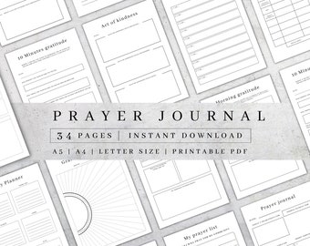 Printable Prayer Planner | Digital Bible Study Guide | Daily Gratitude Journal | Prayer Journal A4 | Reflection Notes PDF | Kindness Planner