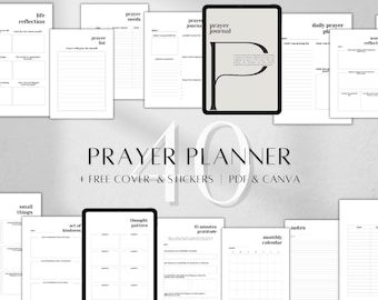 Printable Prayer Journal | Gratitude, Bible Study Planner PDF, Canva Editable A5/A4