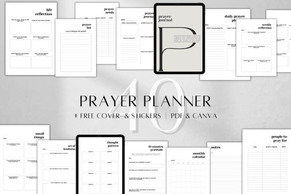 Printable Prayer Journal | Gratitude, Bible Study Planner PDF, Canva Editable A5/A4