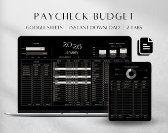 Paycheck Budget Planner , Google Sheets Template (Digital Download)