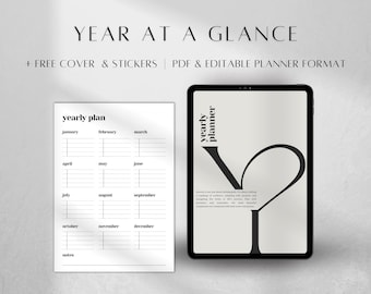 Yearly Planner Printable | Minimalist Year at a Glance (PDF Download)