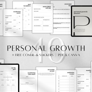 Diario di crescita personale digitale / Planner di consapevolezza modificabile Canva / Diario di sviluppo personale / Manifesta i tuoi sogni / Quaderno di lavoro per la cura di sé