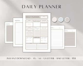 2026 Daily Planner | Workout, Meal, Gratitude Tracker (A5 A4 PDF Digital Download)