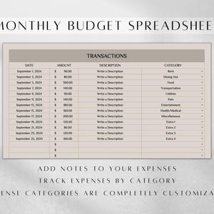 Minimalist Monthly Budget Spreadsheet , Google Sheets Finance Planner Digital Download image 3
