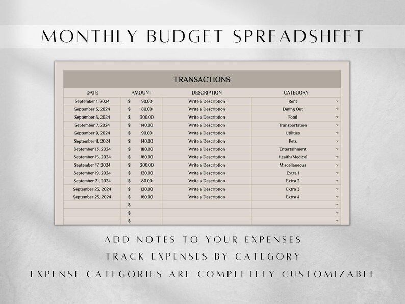 Minimalist Monthly Budget Spreadsheet , Google Sheets Finance Planner Digital Download image 3