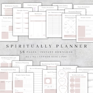 Spirituality Journal | Manifestation Planner Digital | Tarot Journal | Anxiety Journal for Mental Health| Self-Care Worksheet| Awakening PDF