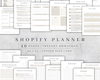 Shopify Store Planner | Printable Business Checklist (PDF Download A5/A4/Letter Sizes)