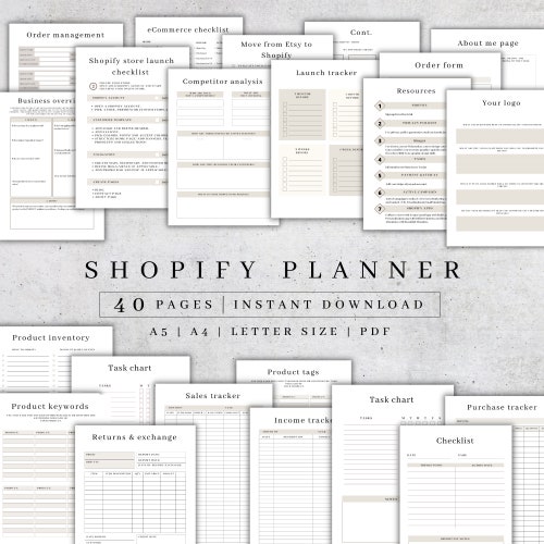 Shopify Store Planner Printable Digital Shopify Planner - Etsy