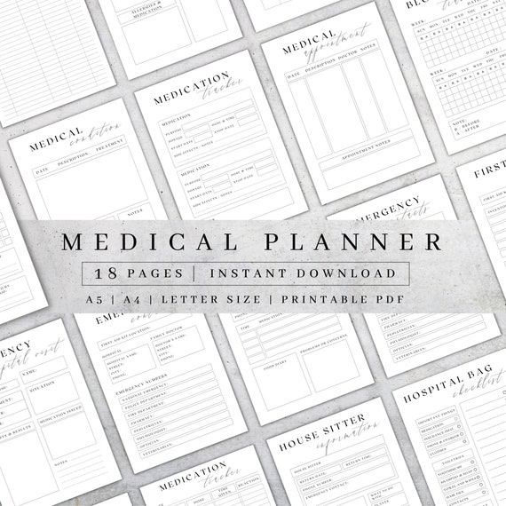 Printable Medical Planner Wellness Journal PDF Healthcare - Etsy