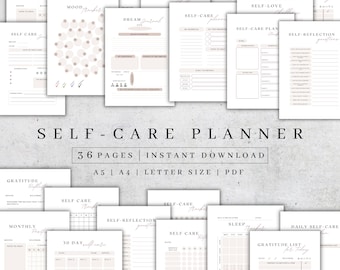 Self-Care Planner Printable | Self-Love Journal | Mental Health Worksheet Kit | Mindfulness Journal | Wellness Planner Bundle | Mood Tracker