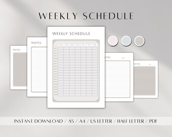 2026 Weekly Planner Printable | Hourly Schedule, A5 A4 (PDF Download)