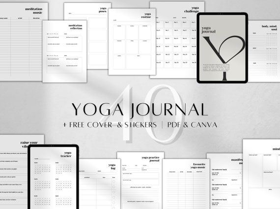 Printable Yoga Journal | Daily Reflection, Wellness Planner (PDF + Canva Edit)