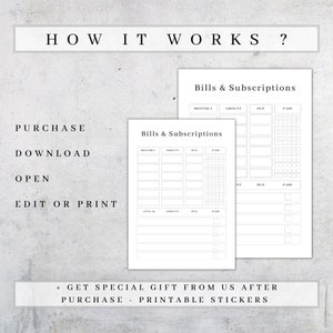 Bill & Subscription Tracker | Printable Business Planner (A5, A4 ...
