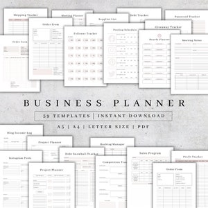 Printable Business Planner | 59 Templates | Small Etsy Seller Organizer Sheets PDF A4 A5 Letter image 1
