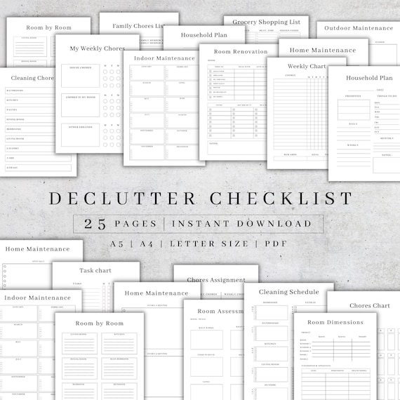 Printable Declutter Planner | Cleaning Planner Pdf | Decluttering Checklist | 30-Day Declutter Challenge | Adhd Adult Cleaning Planner A5/A4