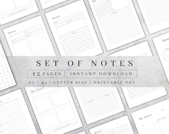 Cornell Notes Paper Printable | Note Pages | Lined Paper PDF | Dotted Paper | Digital Notebook Journal | College Ruled Paper | A5, A4 Letter