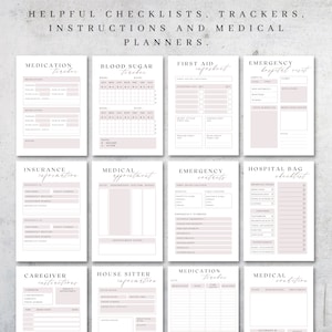 Printable Medical Planner | Health Tracker Wellness Journal | Medication Log Family Binder A4 A5 Letter image 2