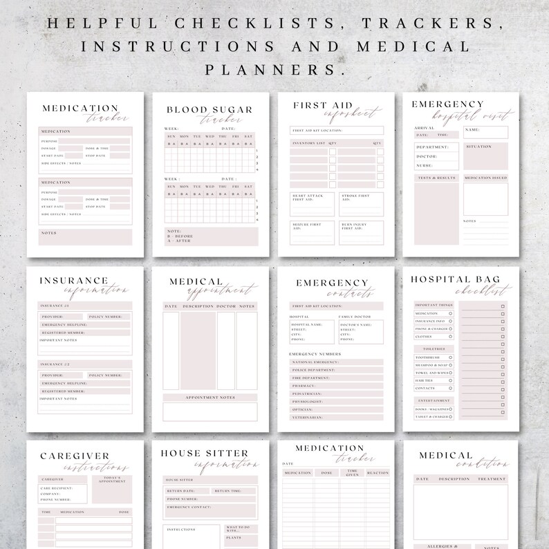 Printable Medical Planner | Health Tracker Wellness Journal | Medication Log Family Binder A4 A5 Letter image 2