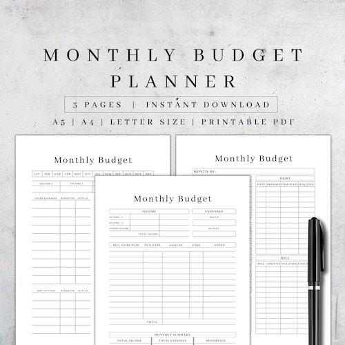 Printable Spending Tracker Monthly Expense Planner Budget - Etsy