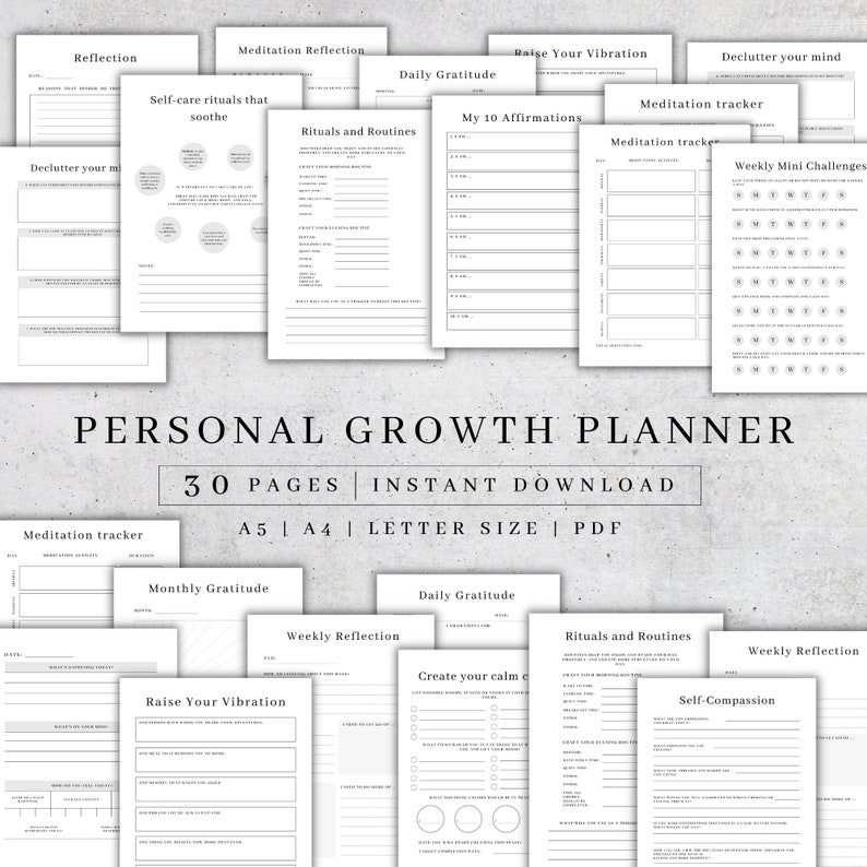 Personal Growth Planner Printable | Digital Self-development Planner ...