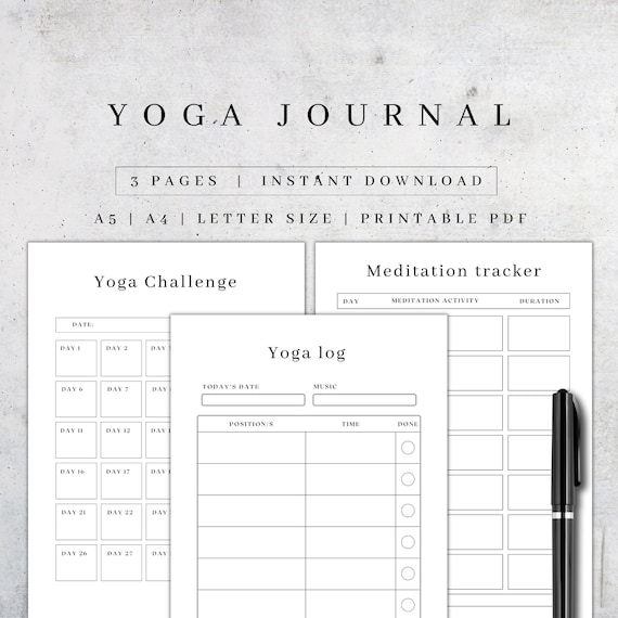 Yoga Journal Printable | Digital Fitness Planner Pages | Yoga Routine Planner | Self-Care Practices | Wellness Journal PDF A5, A4, US Letter