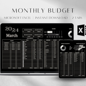 Arkusz kalkulacyjny budżetu miesięcznego Excel | Szablon budżetu Excel Miesięczny | Śledzenie finansów Excel | Planer budżetu Excel | Pulpit nawigacyjny budżetu Excel