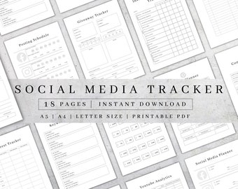 Social Media Tracker Printable | Content Planner, Follower Tracker (PDF Download)
