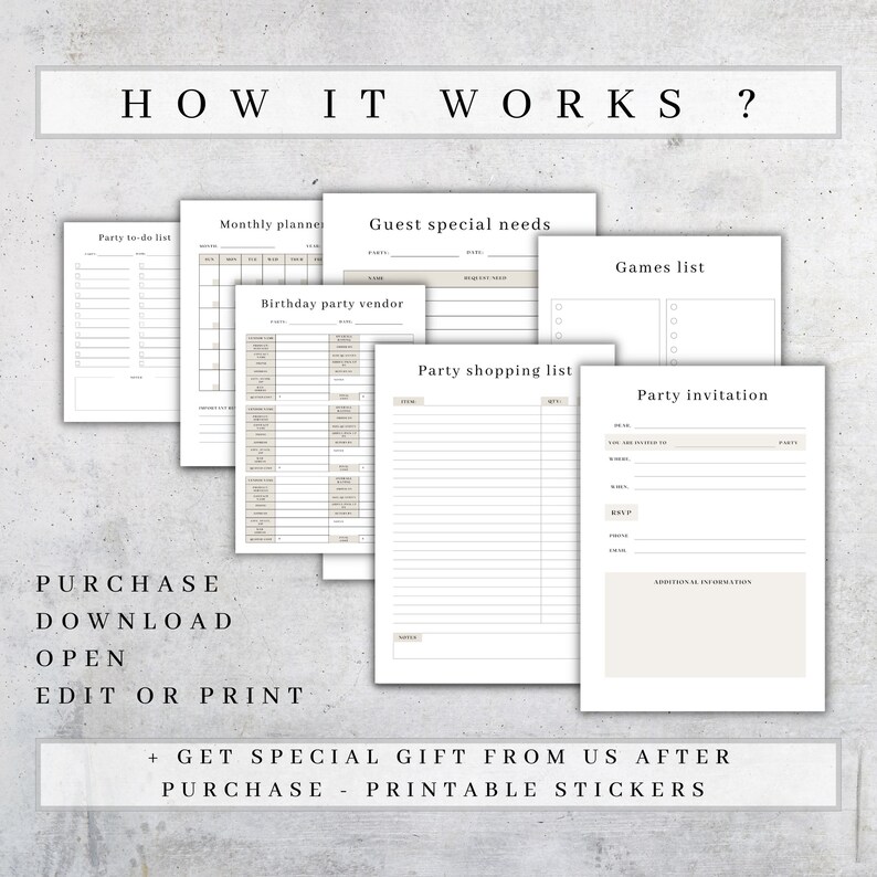 Printable Birthday Party Planner | Guest List, Checklist (PDF A4/a5 ...