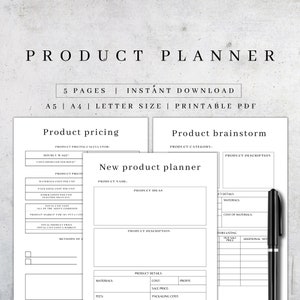 Printable Product Planner Pages | Digital Business Planner | Product Price Calculator | Pricing Worksheet PDF A5, A4 | Product Organizer Kit