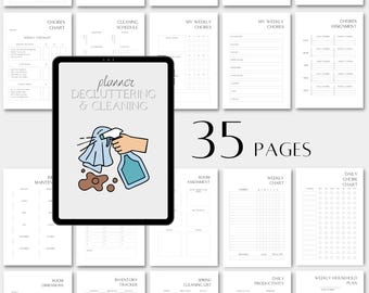 Home Organization Decluttering Planner Printable Minimalist Clean PDF A4 A5 Letter