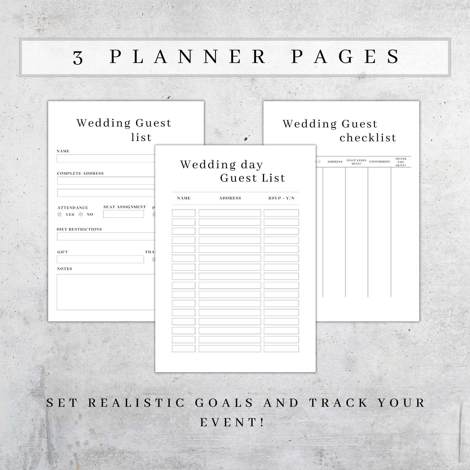 Wedding Guest List Printable Digital Guest Book Pages Etsy