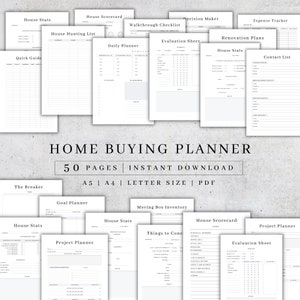 Home Buyer Planner | Real Estate Guide, Relocation Checklist (A5/A4/Letter PDF)