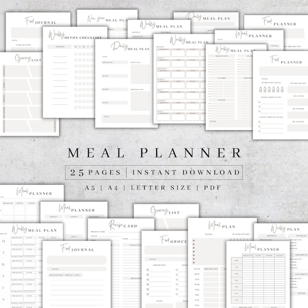 Meal Planner Journal - Etsy