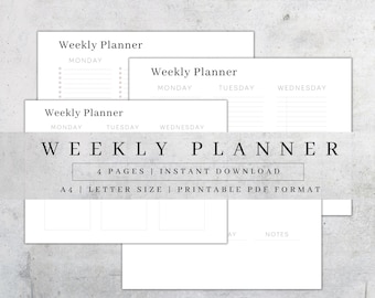Minimalist Weekly Planner Pages | Undated Hourly Schedule (PDF Download)