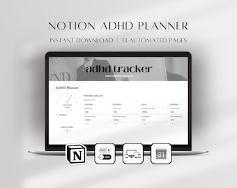 ADHD Notion Planner , Digital Productivity Template Digital Download