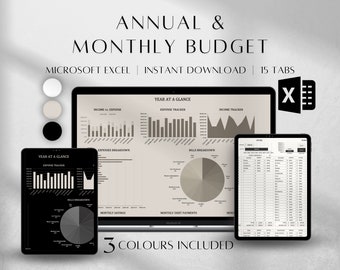 Annual Budget Excel Template | Monthly Budget Tracker Excel | Expense Tracker Excel | Debt Tracker Excel | Savings Tracker Excel Templates