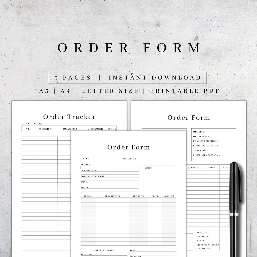 Order Form Printable | Digital Download Small Business Forms | Order ...