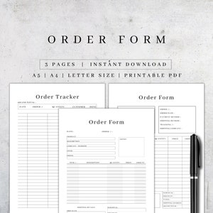 Bestellschein zum Ausdrucken | Digitaler Download Formblätter | Bestellverfolgung | Bestellschein | Handwerk Verkäufer Business Werkzeuge PDF A5, A4