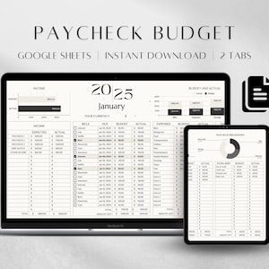 Paycheck Budget Spreadsheet Google Sheets | Budget by Paycheck Spreadsheet | Monthly Budget Template | Bill Tracker | Debt Payoff Tracker