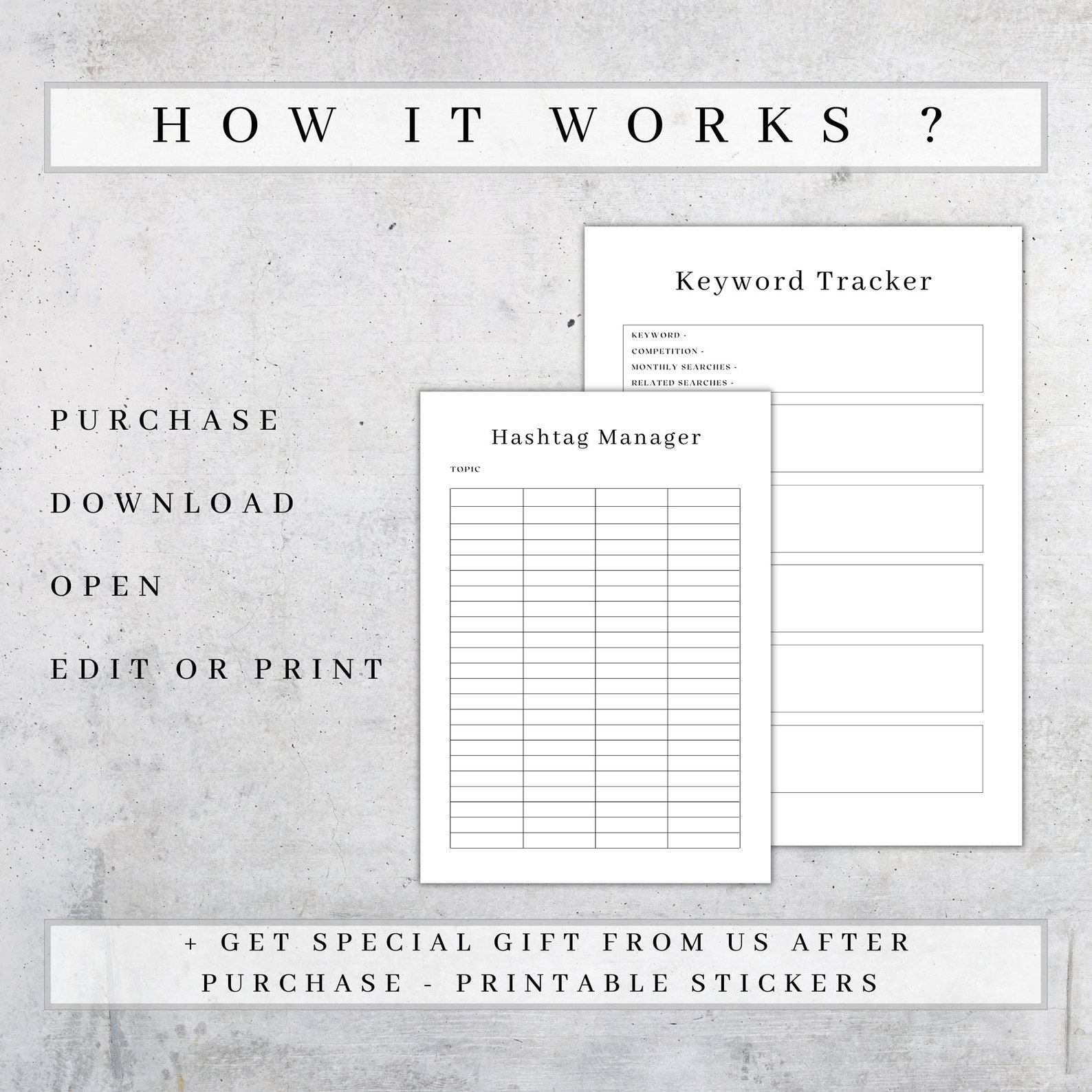 Keywords & Hashtags Tracker Printable | Small Business Planner Tools ...
