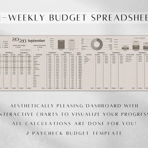 Budget Planner | Biweekly Budget Template Google Sheets | Monthly Expense Bill Income | Debt Savings Tracker Spreadsheet, Budget Binder image 2