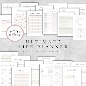 Ultimate Life Planner | Organizador de vida imprimível | Planejador digital para TDAH | Diário de produtividade | Pasta diária/semanal/mensal Pdf A5 A4
