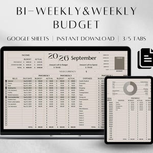 Budget Planner | Biweekly Budget Template Google Sheets | Monthly Expense Bill Income | Debt Savings Tracker Spreadsheet, Budget Binder image 1
