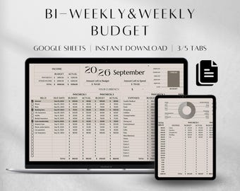 BiWeekly and Weekly Budget Spreadsheet Template Google Sheets | Monthly Budget Template |Expense Tracker |Bill Tracker |Debt Tracker |Income